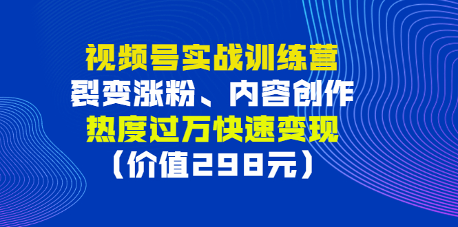 【副业项目3353期】视频号实战合集（视频号怎么创作推广涨粉）-副业帮