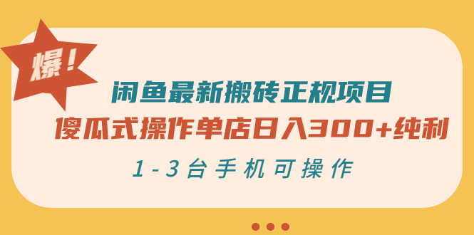 【副业项目3413期】闲鱼最新搬砖正规赚钱项目（手机上赚钱的副业）-副业帮