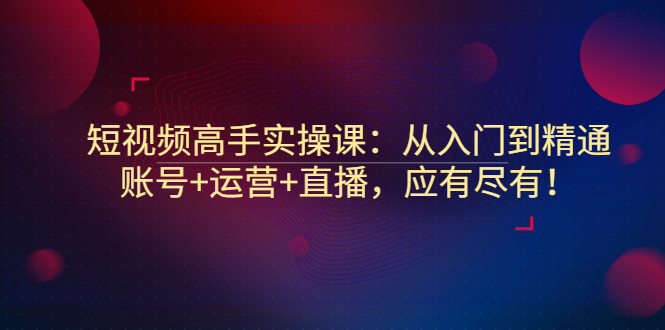 【副业项目3439期】短视频高手实操课：从入门到精通（怎样做短视频赚钱）-副业帮