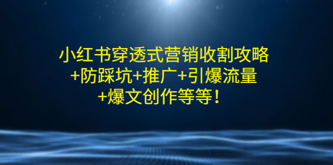 【副业项目3458期】小红书穿透式营销收割攻略+防踩坑+推广+引爆流量+爆文创作（小红书的营销方法策略）-副业帮