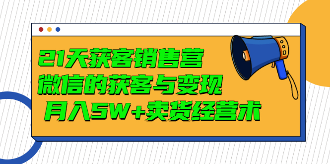 【副业项目3530期】微信营销的方法和技巧：21天获客销售营，带你破解微信的获客与变现-副业帮