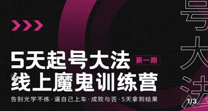 【副业项目3626期】五天起号魔鬼训练营，告别光学不练，逼自己上车，成败与否，5天拿到结果-副业帮