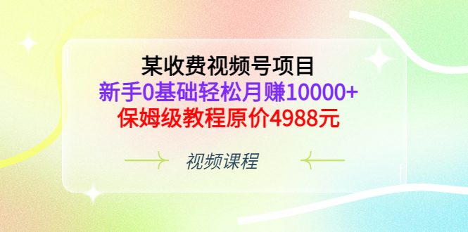 【副业项目3671期】某收费视频号项目，新手0基础轻松月收入过万的副业-副业帮