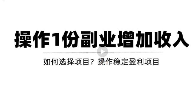 【副业项目3695期】新手如何通过操作副业增加收入，从项目选择到玩法分享！【视频教程】-副业帮