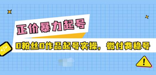 【副业项目3828期】抖音暴力起号实操课：抖音0粉丝0作品起号实操，0粉丝0作品直播-副业帮