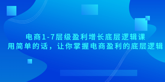 【副业项目3849期】电商1-7层级盈利增长底层逻辑课：用简单的话，让你掌握电商盈利的底层逻辑-副业帮