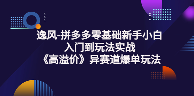 【副业项目3877期】逸风-拼多多新手小白入门到玩法实战，异赛道爆单玩法实操课-副业帮