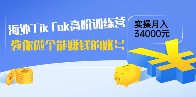 【副业项目4025期】海外TikTok高阶训练营：教你做个能赚钱的账号，实操月入34000元-副业帮