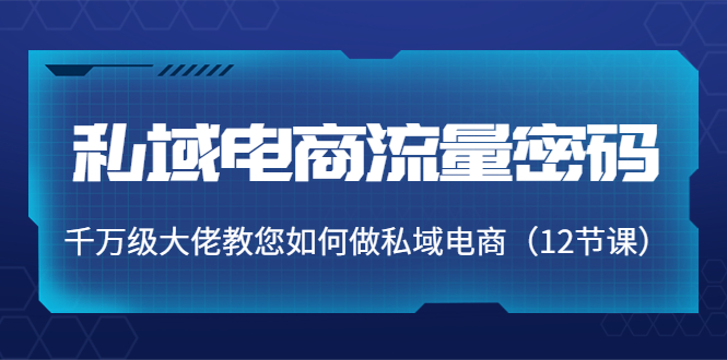 【副业项目4297期】私域电商流量密码：千万级大佬教您如何做私域电商（12节课）-副业帮