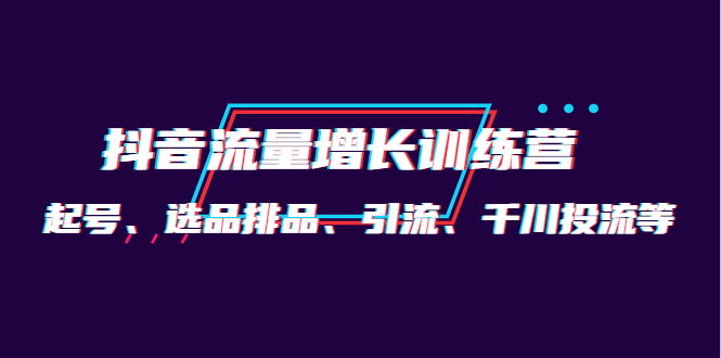 【副业项目4335期】月销1.6亿实操团队·抖音流量增长训练营：起号、选品排品、引流 千川投流等-副业帮