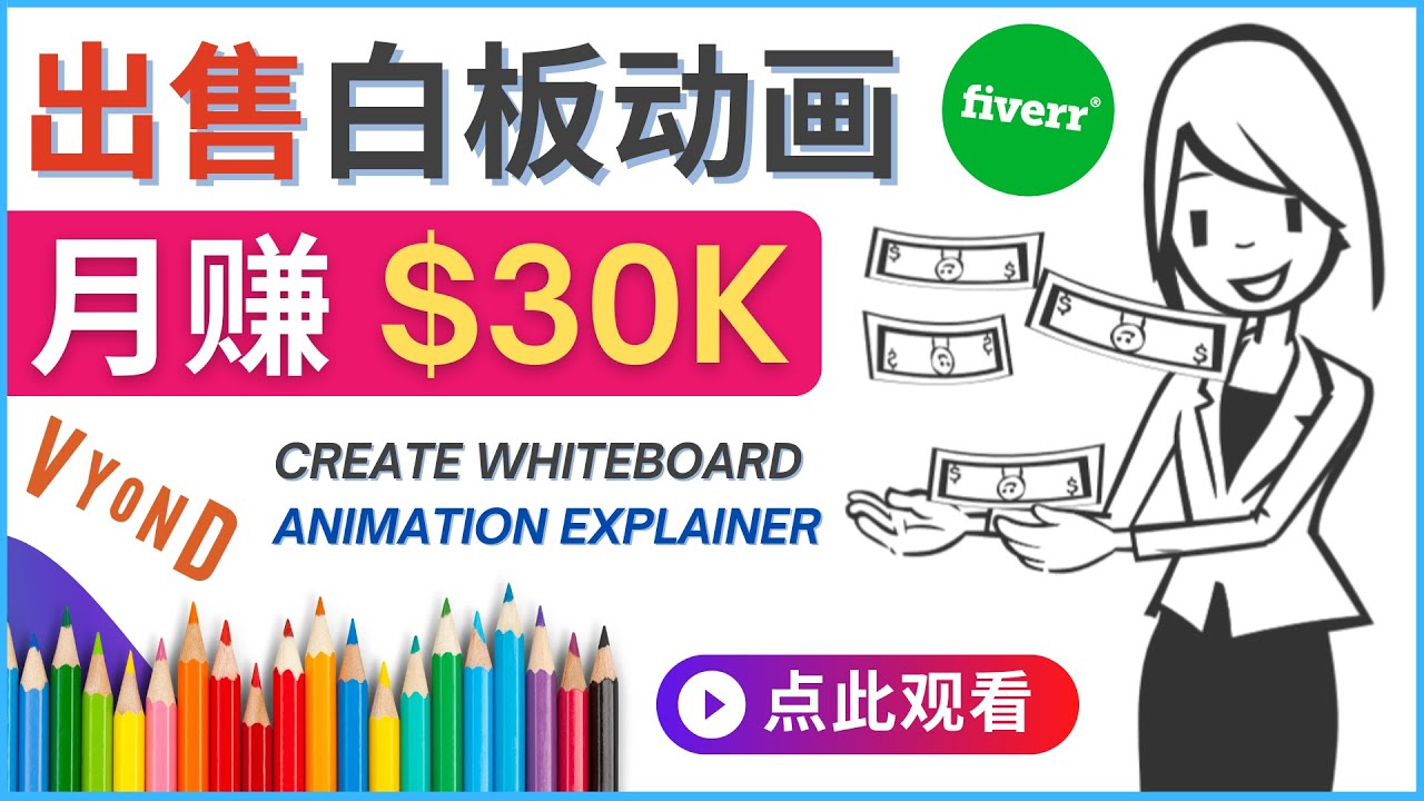 【副业项目4579期】如何用最简单制作白板动画（WhiteBoard Animation）月赚3万美元-副业帮