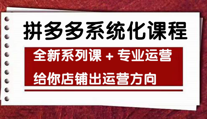 【副业项目4542期】车神陪跑，拼多多系统化课程，全新系列课+专业运营给你店铺出运营方向-副业帮