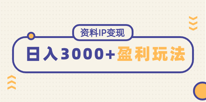 【副业项目4816期】资料IP变现，能稳定日赚3000起的持续性盈利玩法-副业帮