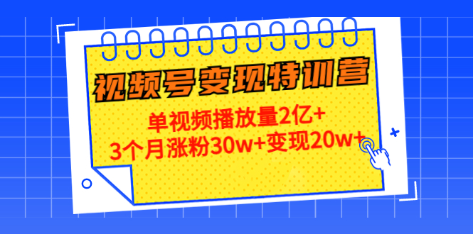 【副业项目4713期】20天视频号变现特训营：单视频播放量2亿+3个月涨粉30w+变现20w+-副业帮