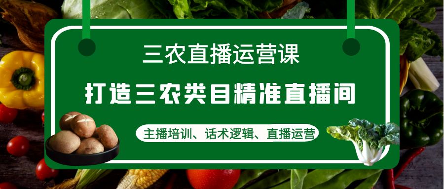 【副业项目4824期】三农直播运营课：打造三农类目精准直播间，主播培训、话术逻辑、直播运营-副业帮