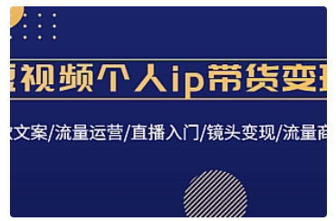 【副业项目4835期】短视频个人ip带货变现：爆款文案/流量运营/直播入门/镜头变现/流量商业-副业帮