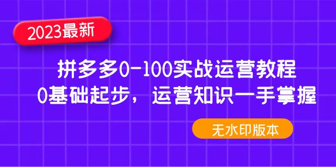 【副业项目5048期】2023拼多多0-100实战运营教程，0基础起步，运营知识一手掌握-副业帮