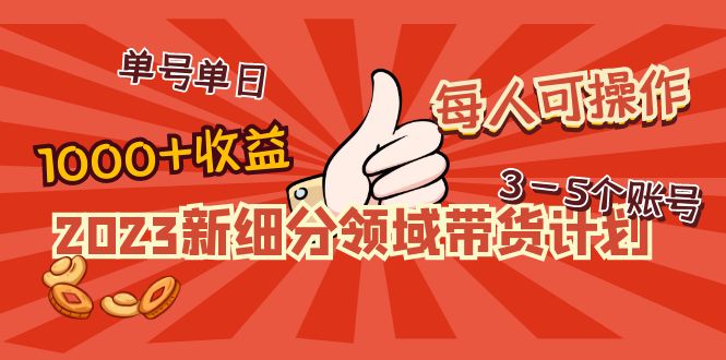 【副业项目5040期】2023新细分领域带货计划：单号单日1000+收益不难，每人可操作3-5个账号-副业帮