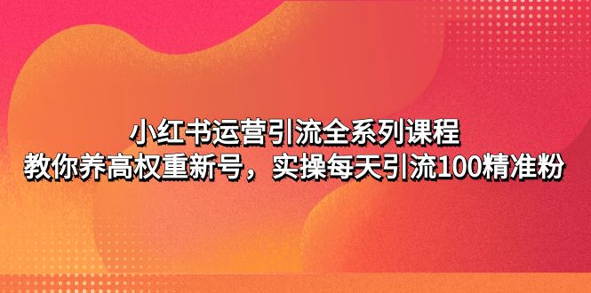 【副业项目5144期】小红书运营引流全系列课程：教你养高权重新号，实操每天引流100精准粉-副业帮