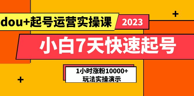 【副业项目5906期】小白7天快速起号：dou+起号运营实操课，实战1小时涨粉10000+玩法演示-副业帮