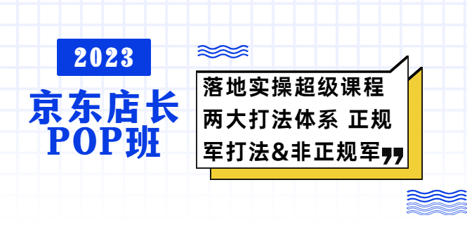 【副业项目5761期】2023京东店长·POP班 落地实操超级课程 两大打法体系 正规军&非正规军-副业帮