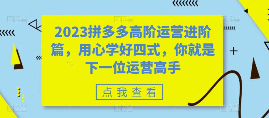 【副业项目6241期】2023拼多多高阶运营进阶篇，用心学好四式，你就是下一位运营高手-副业帮