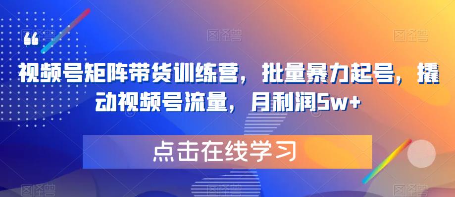 【副业项目6254期】视频号矩阵带货训练营，批量暴力起号，撬动视频号流量，月利润5w+-副业帮