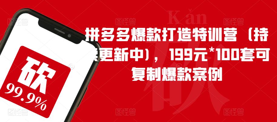 【副业项目6391期】拼多多爆款打造特训营（持续更新中)，199元*100套可复制爆款案例-副业帮