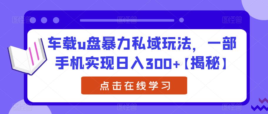 【副业项目6441期】车载u盘暴力私域玩法，一部手机实现日入300+【揭秘】-副业帮