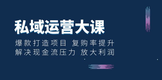 【副业项目6574期】私域运营大课：爆款打造项目 复购率提升 解决现金流压力 放大利润-副业帮