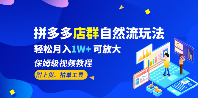 【副业项目6696期】拼多多店群自然流玩法，轻松月入1W+ 保姆级视频教程（附上货、拍单工具）-副业帮