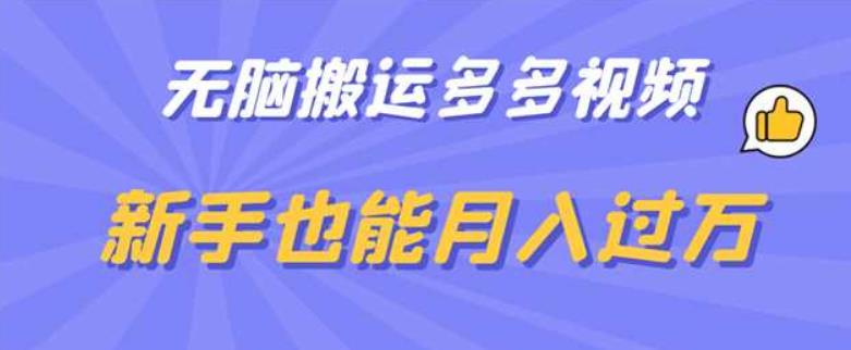 【副业项目6853期】无脑搬运多多视频，新手也能月入过万【揭秘】-副业帮