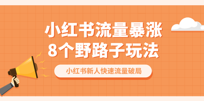 【副业项目6600期】小红书流量-暴涨8个野路子玩法：小红书新人快速流量破局（8节课）-副业帮