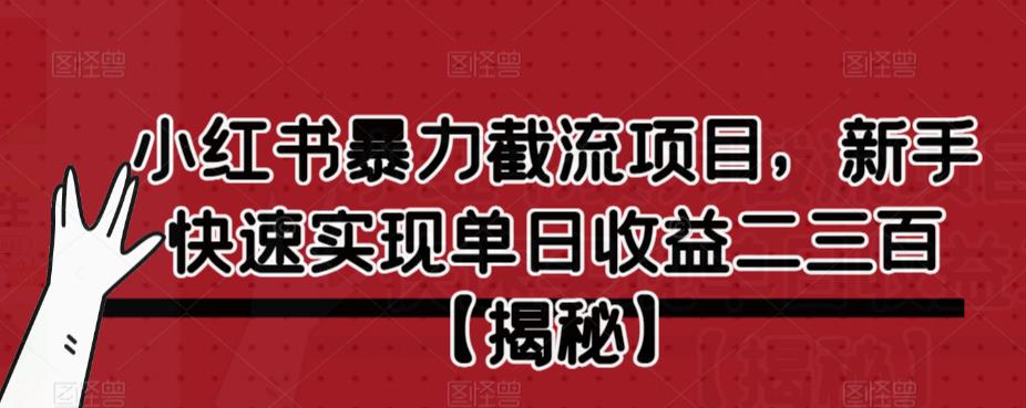 【副业项目6889期】小红书暴力截流项目，新手快速实现单日收益二三百【仅揭秘】-副业帮