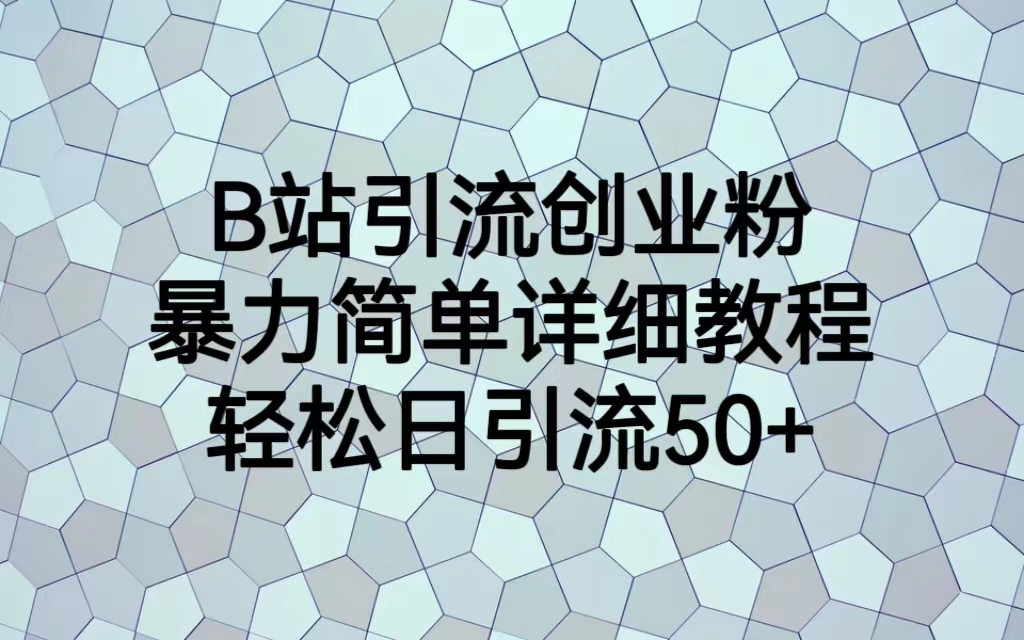 【副业项目6915期】B站引流创业粉，暴力简单详细教程，轻松日引流50+-副业帮