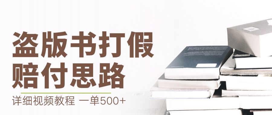 【副业项目6978期】最新盗版书赔付打假项目，一单利润500+【详细玩法视频教程】-副业帮