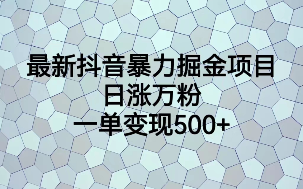 【副业项目6939期】最新抖音暴力掘金项目，日涨万粉，一单变现500+-副业帮