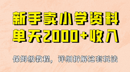 【副业项目7100期】卖小学资料，实现单天2000+，实操项目，保姆级教程+资料+工具-副业帮