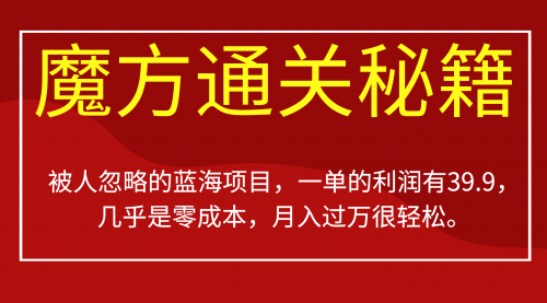 【副业项目7126期】被人忽略的蓝海项目，魔方通关秘籍一单利润有39.9-副业帮