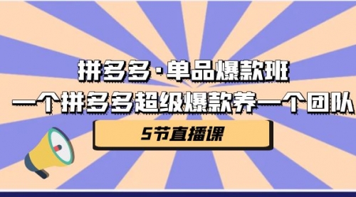 【副业项目第7171期】拼多多·单品爆款班，一个拼多多超级爆款养一个团队-副业帮