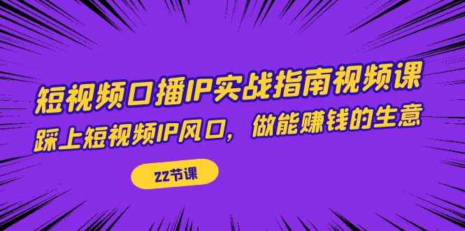 【副业项目7343期】短视频口播IP实战指南视频课，踩上短视频IP风口，做能赚钱的生意（22节课）-副业帮