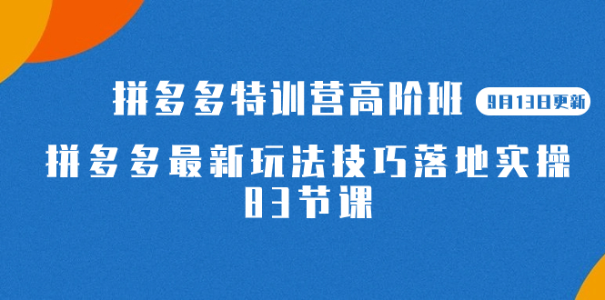 【副业项目7470期】2023拼多多·特训营高阶班【9月13日更新】拼多多最新玩法技巧落地实操-83节-副业帮