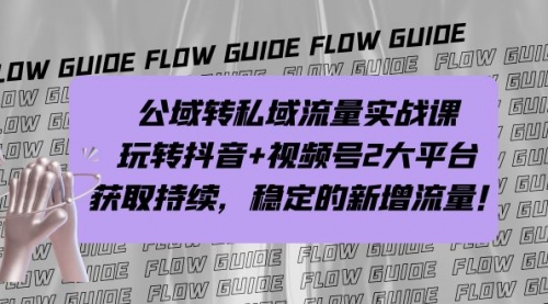 【副业项目7222期】公域转私域流量实战课，玩转抖音+视频号2大平台，获取持续，稳定的新增流量-副业帮