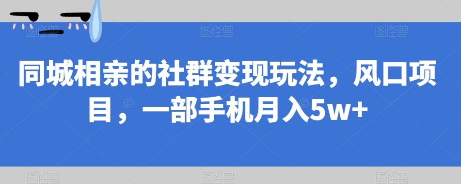 【副业项目7512期】同城相亲的社群变现玩法，风口项目，一部手机月入5w+【揭秘】-副业帮