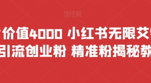 【副业项目7956期】价值4000 小红书无限艾特暴力引流创业粉 精准粉揭秘教程-副业帮