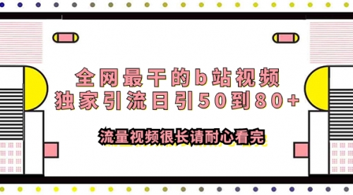 【副业项目8119期】全网最干的b站视频独家引流日引50到80+-副业帮