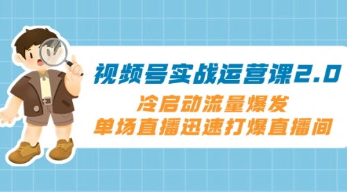 【副业项目8293期】视频号实战运营课2.0，冷启动流量爆发，单场直播迅速打爆直播间-副业帮