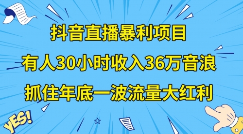 【副业项目8538期】抖音直播暴利项目，有人30小时收入36万音浪-副业帮