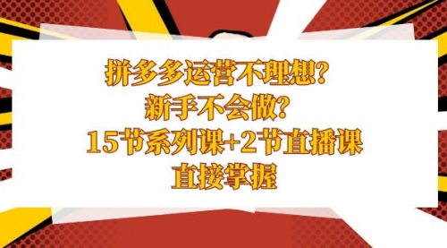 【副业项目8633期】拼多多运营不理想？新手不会做？15节系列课+2节直播课-副业帮