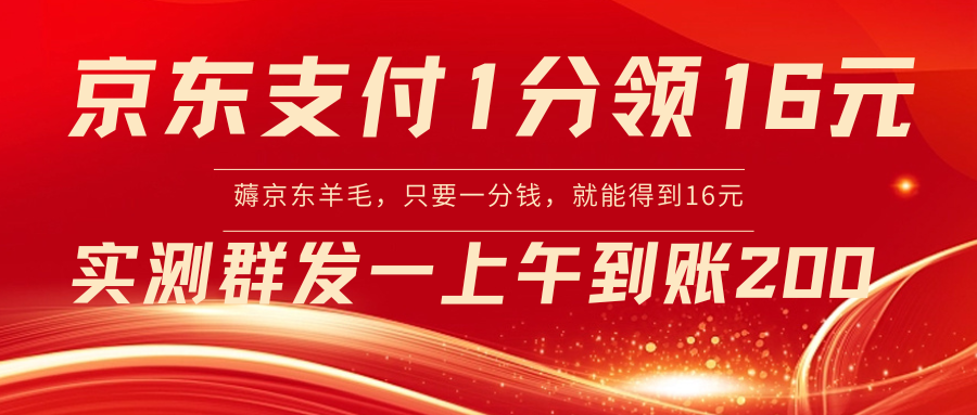 【副业8772期】京东活动：支付1分得16元实操到账200-副业帮